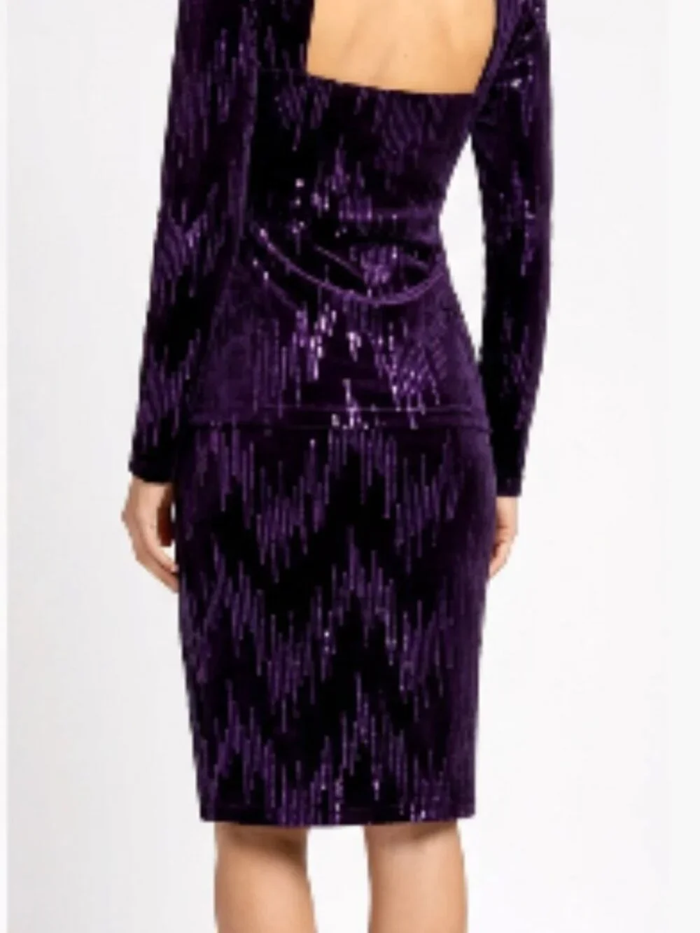 Wildfox Velvet Sequin Top & Skirt Set Dark Purple Cut Out Back NWT Sz Small